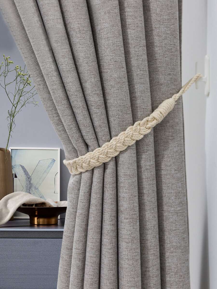 1pc/2pcs Braided Rope Knot Window Curtain Tieback - Beige - View 1