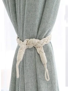 1pc/2pcs Braided Rope Knot Window Curtain Tieback - Beige - View 2