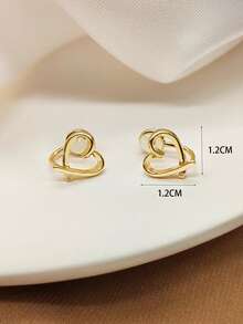 愛心裝飾夾式耳環 - 金黃色 - 查看 6