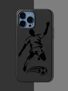 Men Football Figure Graphic Phone Case - Black - View 1