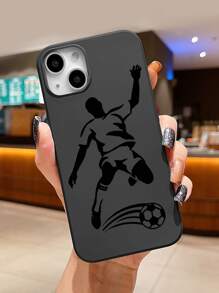 Men Football Figure Graphic Phone Case - Black - View 5