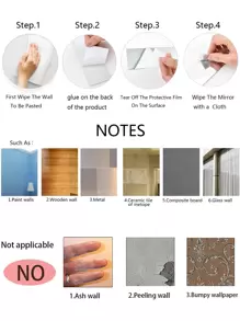 10 片图案亚克力墙贴，现代风格家居装饰，金银黑色亚克力墙贴 1 自粘无胶痕，可拆卸客厅/卧室 DIY 创意贴纸镜子墙面装饰房间装饰墙镜房间浴室装饰客厅装饰