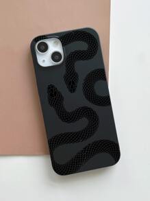 蛇形图案印花防摔防滑手机壳 兼容 iPhone 11、iPhone 13、华为 P30 Pro - 黑色 - 查看 3