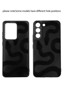 蛇形图案印花防摔防滑手机壳 兼容 iPhone 11、iPhone 13、华为 P30 Pro - 黑色 - 查看 4
