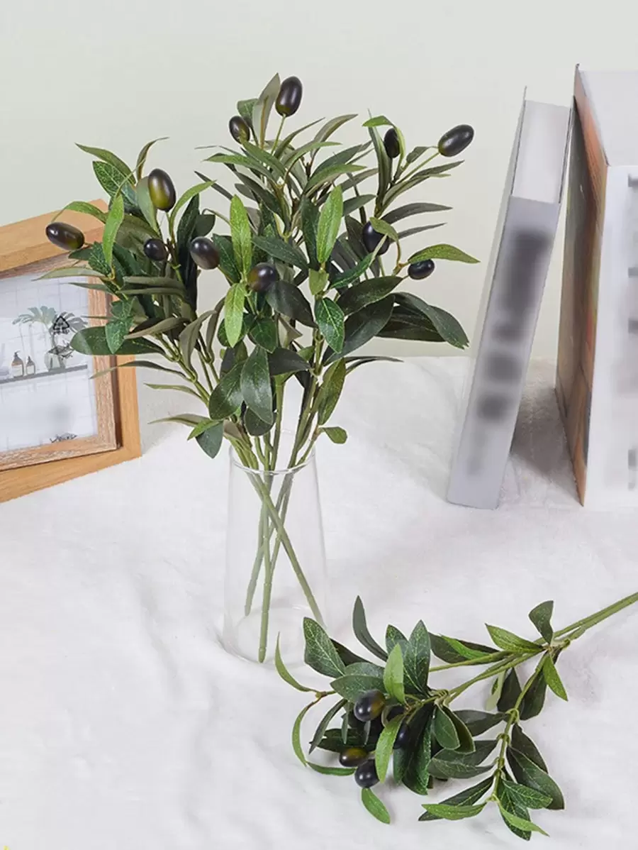 1/3/5 件人造橄榄枝绿色植物墙壁装饰，适合婚礼、派对、节日的家居装饰 - 綠色 - 查看 1