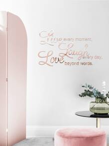 Slogan Graphic Mirror Surface Wall Sticker - Rose Gold - View 1