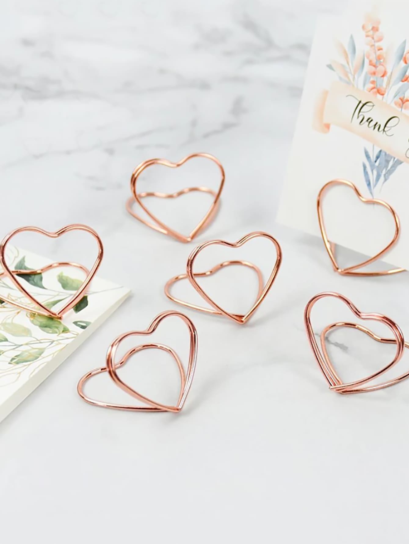 10入組心形名片夾 - 玫瑰金 - 查看 1