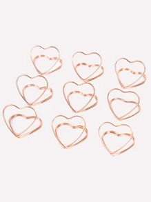 10入組心形名片夾 - 玫瑰金 - 查看 2