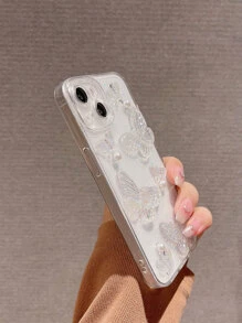 Butterfly Design Transparent Full Cover Liquid Silicone Soft Case Compatible With Apple Iphone 15/15 Pro Max/15 Pro/15 Plus/11/12/13/14 Pro Max/xs/xr/11 Pro/11 Pro Max/12 Pro/12 Pro Max/13 Pro/13 Pro Max/7 Plus/14 Pro/14 Pro Max/14 Plus/8 Plus/8/se 2 - Clear - View 5