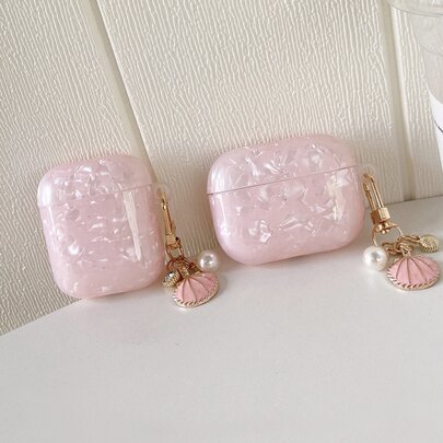 Ốp tai nghe Bluetooth họa tiết vỏ sò màu hồng, vỏ bảo vệ với ngọc trai giả và charm vỏ sò, tương thích với Apple Pro 3, ốp bảo vệ tai nghe Pro 2, ốp tai nghe 4, quà tặng mùa xuân cho các bữa tiệc.