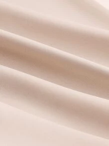 SHEIN MOD Solid Satin Asymmetrical Hem Crop Blouse - Beige - View 3