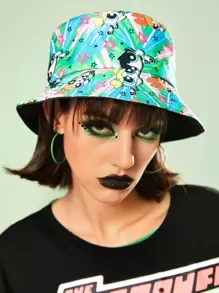 The Powerpuff Girls | ROMWE Star & Cartoon Graphic Bucket Hat - Multicolor - View 2