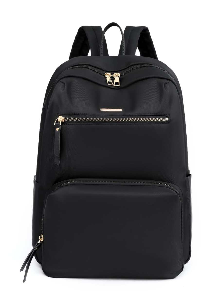 防水、便攜口袋前功能背包,學校背包,大容量,經典,休閒適用於少女女大學生,男孩和男子,新手和白領工作者,大學,中學,高中,戶外,旅遊,上學,上班,商務,通勤 - 黑色 - 查看 1