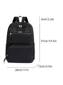 防水、便攜口袋前功能背包,學校背包,大容量,經典,休閒適用於少女女大學生,男孩和男子,新手和白領工作者,大學,中學,高中,戶外,旅遊,上學,上班,商務,通勤 - 黑色 - 查看 5
