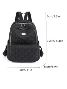 Embroidery Detail Pocket Front Functional Backpack - Black - View 5