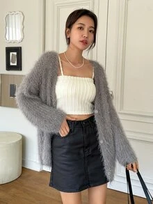 DAZY 素色吊帶短上衣 - 米色 - 查看 6