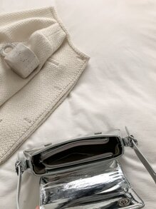 Steam,Gothic Style,Spooky Style Lightweight,Business Casual Metallic Flap Bag For Teen Girls Women College Students,Rookies & White-Collar Workers Perfect For Office,College,Work,Business,Commute,Outdoors,Travel,Outings Perfect For Party,Prom,Dinner,Wedding,Shopping,Holiday,Beach,Vacation,Outdoors,Travel,Outings, Funky, Punk & Bag For Street Wear - Silver - View 6