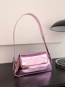 金屬質感翻蓋法棍包 - 紫色 - 查看 8