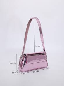 金屬質感翻蓋法棍包 - 紫色 - 查看 5