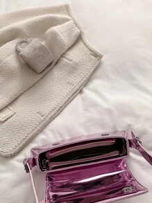 金屬質感翻蓋法棍包 - 紫色 - 查看 7
