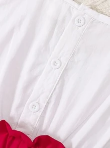 Bebé Vestido body de combinación ribete con fruncido 2 en 1 con banda cabeza - Rojo y blanco - Ver 4