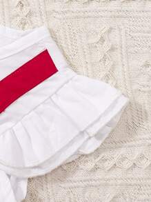 Bebé Vestido body de combinación ribete con fruncido 2 en 1 con banda cabeza - Rojo y blanco - Ver 6