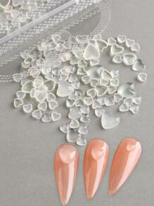 FULL BEAUTY 100pcs Heart Shaped Nail Art Decoration - Clear - View 1