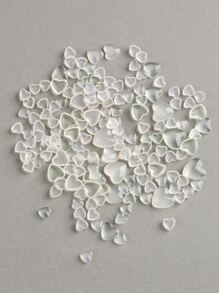 FULL BEAUTY 100pcs Heart Shaped Nail Art Decoration - Clear - View 2