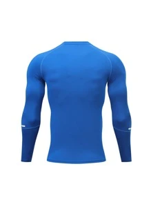 Manfinity Sport Corelite Hombres Camiseta deportiva reflectante cinta de manga raglán - Azul - Ver 2