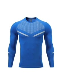 Manfinity Sport Corelite Hombres Camiseta deportiva reflectante cinta de manga raglán - Azul - Ver 3