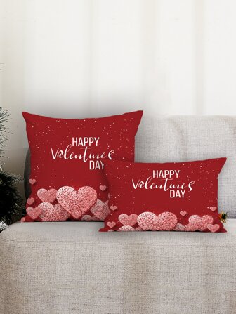 1入組情人節愛心圖案靠墊套不附帶墊芯