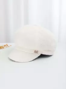 1pc Women's Octagonal Hat With Alphabet Accessory, Suitable For Daily Use - White - View 3