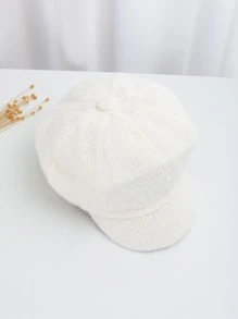 1pc Women's Octagonal Hat With Alphabet Accessory, Suitable For Daily Use - White - View 5