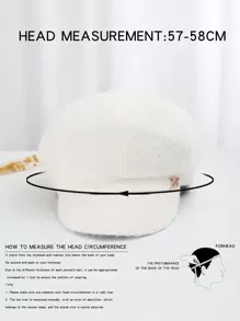 1pc Women's Octagonal Hat With Alphabet Accessory, Suitable For Daily Use - White - View 6