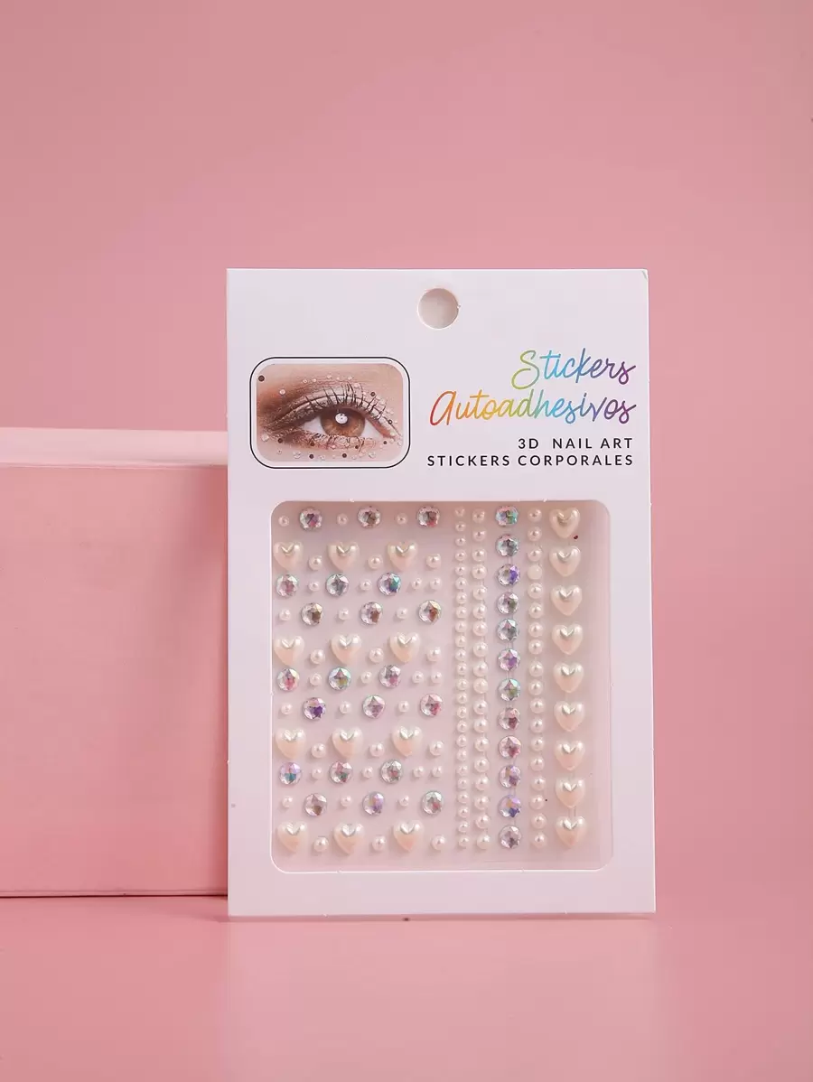 1入組3D珍珠Love造型身體貼紙頭髮貼紙眼睛角落貼紙臉部貼紙臨時紋身貼貼紙 - 彩色 - 查看 1