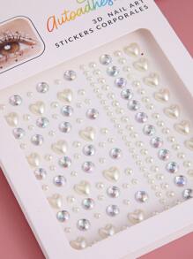 1入組3D珍珠Love造型身體貼紙頭髮貼紙眼睛角落貼紙臉部貼紙臨時紋身貼貼紙 - 彩色 - 查看 3