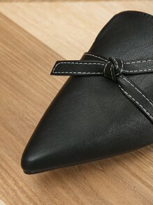 結飾尖頭平底穆勒鞋 - 黑色 - 查看 4