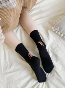 3pairs Rainbow Print Crew Socks - Multicolor - View 5