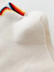 3pairs Rainbow Print Crew Socks - Multicolor - View 8