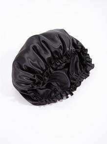 1入組薄透氣彈性尼龍護髮帽，適合自然頭髮，可用作女式睡帽、假髮帽、產後帽或化療帽 - 黑色 - 查看 4