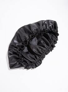 1入組薄透氣彈性尼龍護髮帽，適合自然頭髮，可用作女式睡帽、假髮帽、產後帽或化療帽 - 黑色 - 查看 5