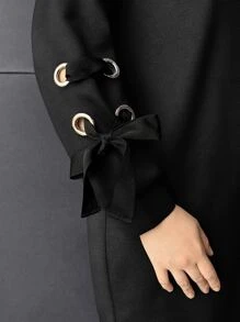 Calvaya Plus Knot Cuff Tee Dress - Black - View 5