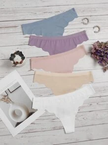 5pack Scallop Trim No Show Panty Set - Multicolor - View 1