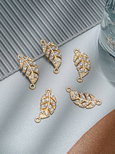 إكسسوارات مجوهرات DIY بديكور حجر الراين اوراق اشجار 5 قطع