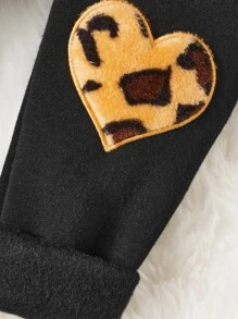 SHEIN Toddler Girls Heart Patched Thermal Lined Leggings - Black - View 4