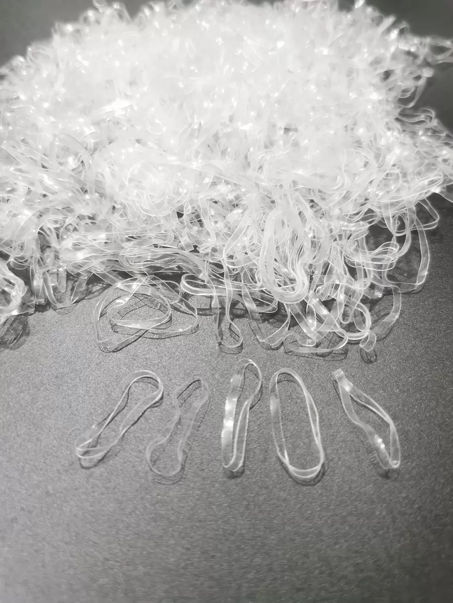 500 件透明弹性发带 Teenitor 多色头发发带弹性发带适合浓密头发休闲发带马尾辫固定器发圈头发橡皮筋发圈发绳 - 無色 - 查看 1