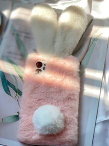 長毛絨兔子設計手機殼 - 淺粉色 - 查看 2