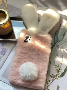 長毛絨兔子設計手機殼 - 淺粉色 - 查看 4