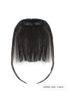 Short Straight Synthetic Hair Bangs With Sideburns - Black - View 3
