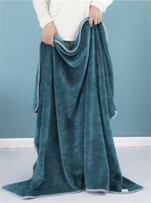 1入組撞色滾邊蓋毯 - 綠色 - 查看 2